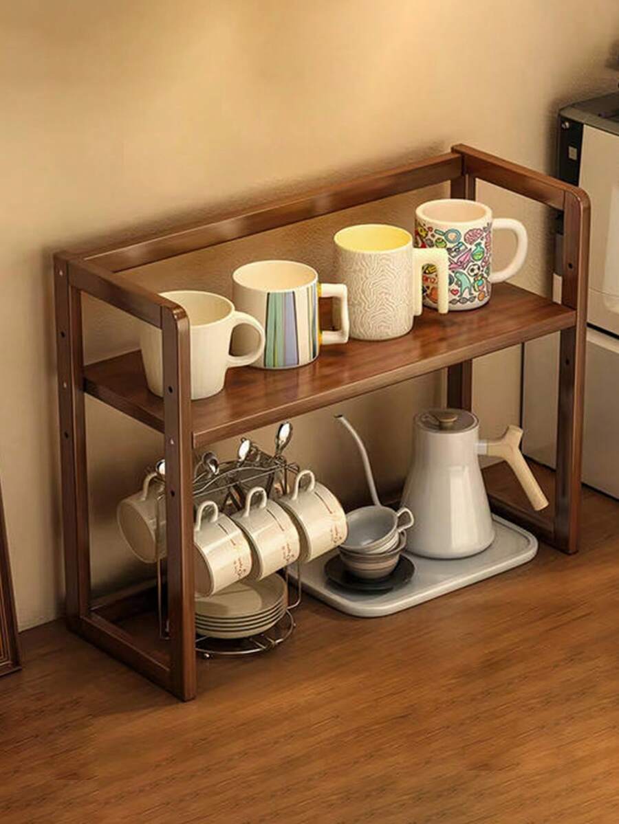 1-Piece, 3-Tier Height-Adjustable Shelving Unit Modern Minimalist Design, Sturdy And Durable Construction Space-Saving Storage Solution For Kitchens, Cups, Offices, Books, Or Dorm Plant Displays Standing Upright For Practicality And Aesthetic Appeal - Multicolor - View 1