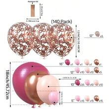Grey Rose Balloon Arch Kit, 140pcs Pink Balloon Garland Set, Rose Gold Balloons, Metallic Balloons, Suitable For Grey Pink Birthday Decoration For Women, Bridal Gifts, Weddings, Bachelorette Party Foil Sequin Balloons - Pink - View 2