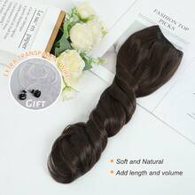 18 Inch Invisible Wire Hair Extensions, Voluminous Wavy Halo Hair Extensions With 2 Adjustable Clips, Soft Transparent Lace, Natural Long Wavy Hair Extensions For Women - Coffee Brown - View 3