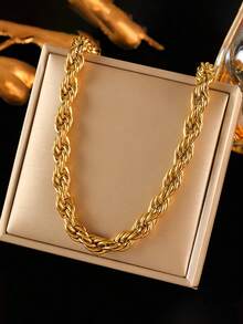 RAYQUEEN 1 buah Kalung Rantai Punk Tebal 8mm dengan Desain Pilin untuk Wanita, Cocok Sebagai Hadiah Liburan dan Pemakaian Sehari-hari - kalung - View 7