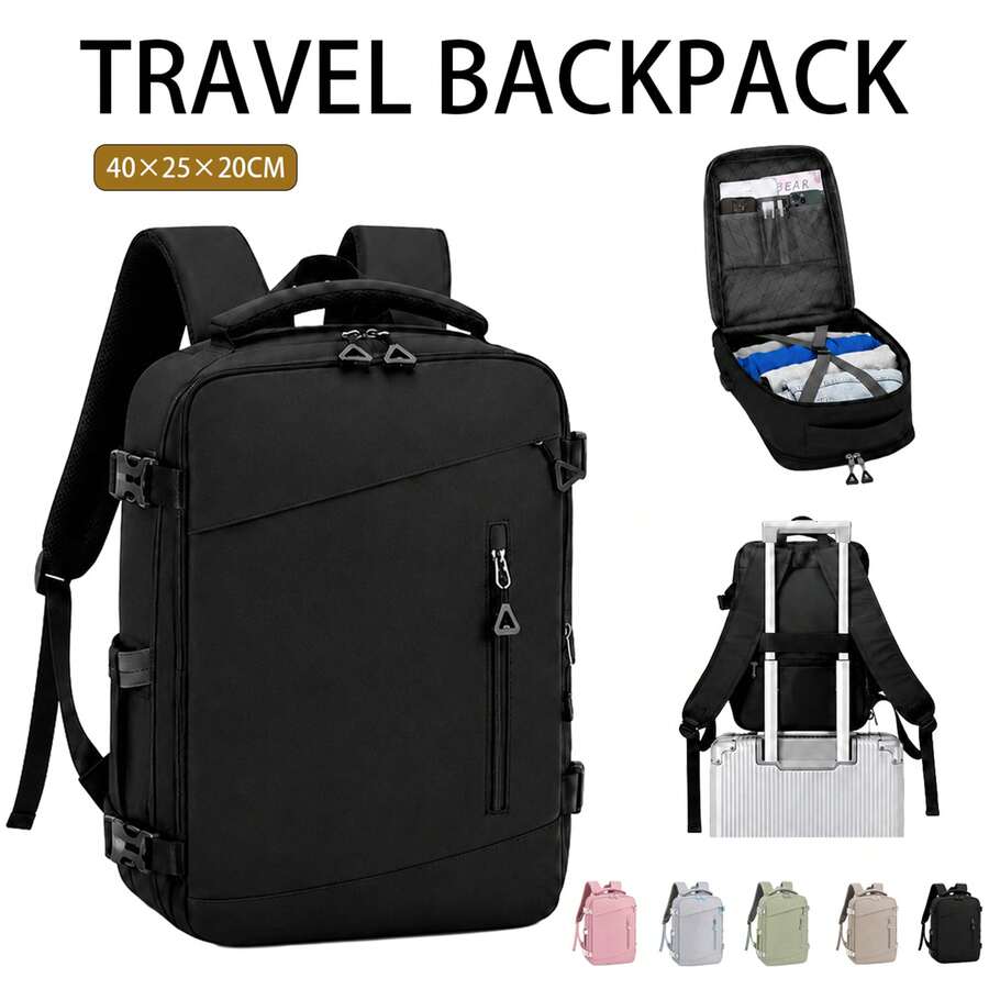 Travel Backpack (40x25x20cm), Large Capacity. Suitable For Commuting Travel Work And Transportation. Simple And Stylish, Family Outings And Sports - Black - View 1