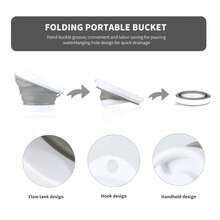 1 Portable Folding Bucket, Plastic Silicone Car Wash Bucket, Large Capacity Fishing Bucket, Household Water Storage Bucket, Watering Bucket - Grey - View 4