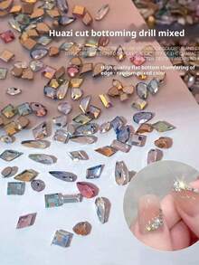 20pcs Sparkling Colorful Rock Candy Zirconia Flat Back Nail Rhinestones, Flower Cut Flat Back Rhinestones Nail Decor, Sparkling K9 Beveled Small Flat Back Asymmetrical Rhinestones, Colorful Mixed Nail Rhinestones Glitter Nail Nail Charms - 彩色 - 查看 8
