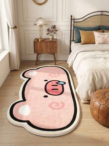 1pc 2026 New Pink Pig Snot Shaped Long Bedside Rug, Autumn Hot Item, Soft Absorbent Skin-Friendly, Suitable For Bedroom Or Living Room Decor, Holiday Gift, Bedroom Rug, Comfortable Home Accessory, Decorative Rug, Bedroom Decor, Small Rug, Rug, Home Decor, Living Room Rug, Living Room Small Rug - Multicolor - View 4