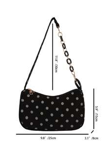 Bolso de hombro minimalista y de moda con pliegues de nube de unicolor - Negro - Ver 8