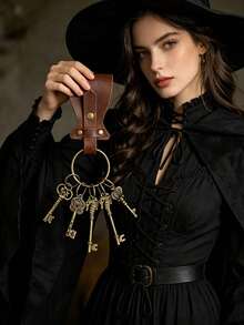 Medieval Vintage PU Keychain Pendant,Halloween Dark Style Witch Cosplay Atmospheric Accessory,Suitable For Carnival And Halloween Costume Accessories - Multicolor - View 8