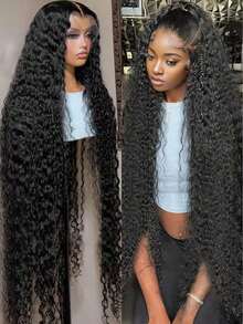 Uveous 40 42 Inch 250% Density Short Bob Wig Kinky Curly 13X4 13X6 Human Hair Wigs Pre Plucked With Baby Hair HD Transparent Lace Front Wigs For Women 250 Density Jerry Curly Water Wave Bob Wig Human Hair Deep Curly Wig Natural Black Halloween Season - Natural Black - 查看 1
