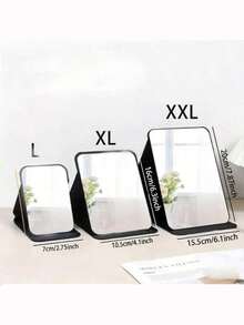 1pc New Foldable Portable High-Definition Makeup Mirror PU Leather Desktop Mirror Set, Suitable For Travel And Daily Use (Size: Large/Extra Large/Super Large) - Black - View 9