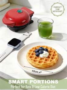 SCISHARE 1pc Mini Waffle Maker, 10cm Waffle Mold, Water-Based Non-Stick Coating, Easy To Clean, 350W Fast Heating, Compact Design For Drawer Storage, EU Plug- Ideal For Children And Families To Make Breakfast While Traveling And In Small Kitchens - View 3