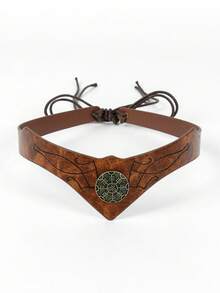 1 pièce Bandeau médiéval viking en cuir PU avec rune, badge métallique celtique vintage réglable unisexe, décoration de front, bandeau pour jeu de rôle, accessoire de cosplay Renaissance LARP et scène, accessoire de costume d'Halloween - coiffure - Voir 9