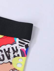 10 cái/gói quần boxer nam in họa tiết graffiti phong cách, cạp vừa thân thiện với da, quần đùi nam họa tiết hoạt hình - Nhiều màu - Xem 6
