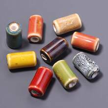 10pcs Ceramic Long Tube Beads, Bohemian Style, For DIY Jewelry Making, Necklaces, Bracelets, Beading, Home Decoration, Classroom DIY Craft Supplies - Long Tube Porcelain Beads - View 3