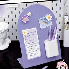1pc Desktop Magnetic Storage Board, Arched Memo Board, Square Memo Board, Essential Workstation Memo Rack Decor - one-size - View 2