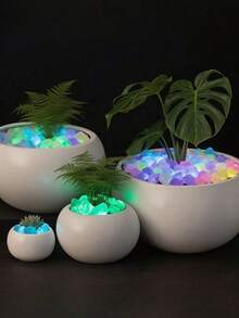 1000pcs Colorful Glowing Plastic Stones, Suitable For Garden, Aquarium, Wedding, Pathway Lighting, Night Decoration, Potted Plants, Pond, Pathway, Outdoor Glowing Stones, Garden Decoration, Garden Accessories (Random Color) - Colorful Glowing Pebbles - View 4