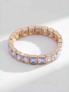 1pc Dopamine Colorful Square Rhinestone Bracelet, Valentine's Day, Sweet Punk Style For Girls - Multicolor - View 12