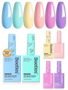 Set Kutek Gel Beetles Macaron Color 15ML 6 Warna, Botol Berwarna-warni, Mudah Dihapus, Cocok untuk Manikur dengan Lampu UV/LED - MultiWarna - View 11