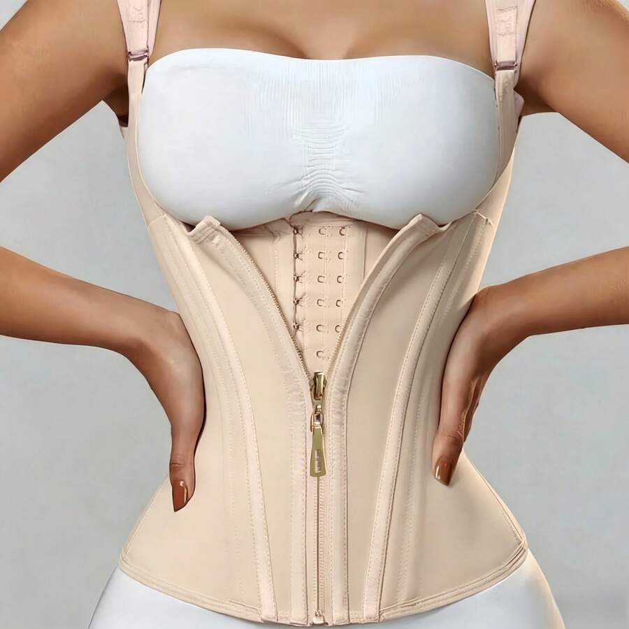 1 buah Korset Pinggang Kasual Harian dengan Tali Bahu yang Dapat Disesuaikan Berbagai Ukuran, Desain Gesper, Kain Elastis Bernapas, Pembentuk Pinggang, Pengontrol Perut - Aprikot - View 1