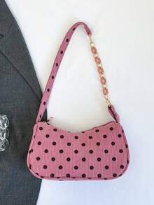 Solid Color Cloud Pleated Minimalist Fashionable Shoulder Bag - Hot Pink - View 5