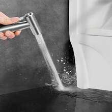 Toilet Bidet Sprayer Set, Includes T-Adapter, Hose And Bracket All-In-One Kit, High Water Pressure Bathroom Handheld Sprayer, Suitable For Personal Hygiene And Home Cleaning - Silver - View 5