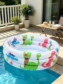 Compact Durable Inflatable Round Swimming Pool PVC, Equipped With Family Entertainment Accessories, Inflatable Swimming Pool, Vibrant Dinosaur And Plant Design, Game Pool Dinosaur Theme Swimming Pool Durable Swimming Pool - Circular Swimming Pool - View 4