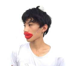2pcs/Flame Red Lips Carnival Party Performance Rubber Realistic Red Lips Funny Prank Props Clown Big Mouth. - A - View 3