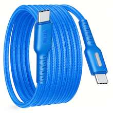 240W Type-C 快充編織 USB 轉 USB-C 數據線，相容 、 及其他智慧型手機、平板電腦、筆記型電腦 USB-C 充電線 - 藍色 - 查看 6