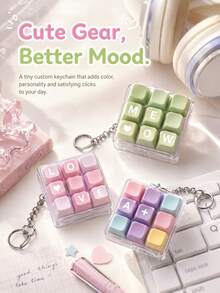 1pc Personalized Name Keychain, Mechanical Keyboard Keycap Fidget Toy, ASMR Cherry MX Switch Pendant, Gift For Him - Multicolor - View 6