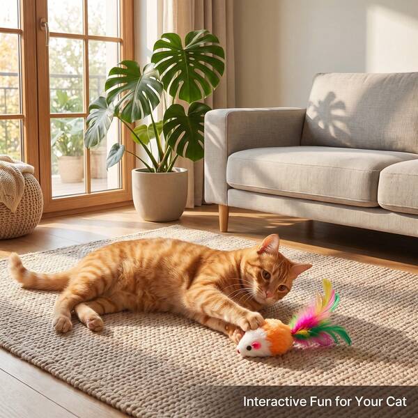 1-10pcs Plush Mouse Cat Toys, Super Soft Short Plush With Colorful Feather Tail, 4 Colors Interactive Kitten Play Toys