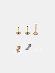 EleRunis 1PC 925 Sterling Silver Mini V-Shaped Tragus 6/8/10 Flat Back Labret Tragus Conch Cartilage Helix Threaded Piercing Fine Jewelry For Daily Wear Party - Gold - View 4