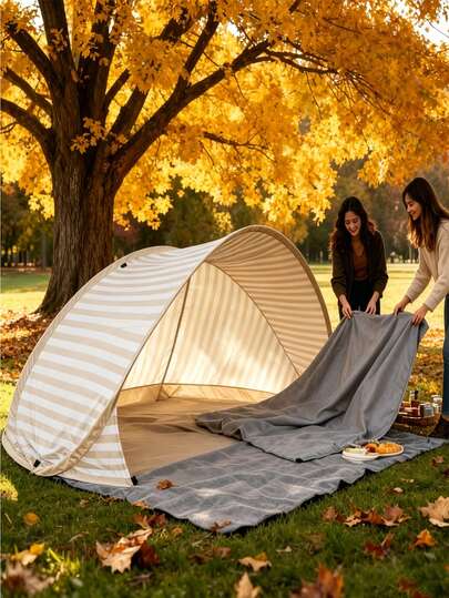 2s Quick-Open 2-Person Beach Tent! No-Assembly Beach Tent, Portable Quick-Open Sunshade, Easy-To-Use Outdoor Canopy Suitable For Beach, Picnic, Park, Camping, Family Leisure