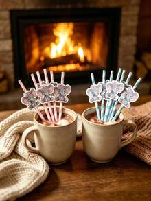 40/20/10pcs Elephant Shaped Straws, Jungle Animal Party Straws, Beverage Straws, Party Favors, Suitable For Bachelor Party, Wedding Party, Kitchen, Kitchenware Gifts, Tableware, Birthday Party, Wedding - Multicolor - View 5