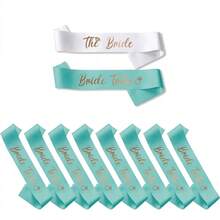 Sage Bachelorette Sash Set With Veil 11-Pack Elegant Bride & Bride Tribe Sashes For Wedding Party & Team Brid Gift Decorations Bridal Shower - Style 1 - View 21