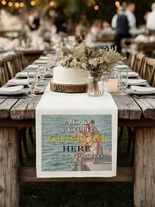 Personalized Photo Table Runner Custom With Your Own Photo/Text & Photo - Add Your Own Pictures - Fabric Table Banner Suitable For Party, Wedding, Anniversary, Birthday, For Christmas Gift - Memorable For Events - Multicolor - View 9