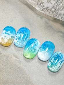 HEFENNA 1pc White Sea Wave Bubble Gel Polish For Quick Marble-Effect Blending. - Multicolor - View 5