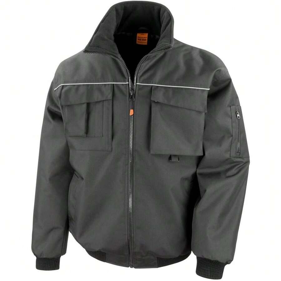 Result Mens Workguard Sabre Waterproof Windproof Pilot Zip-Up Jacket - Black - View 1