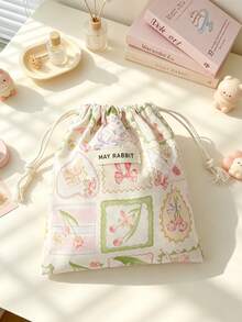 Cute Floral Drawstring Storage Bag Small Fabric Makeup Pouch Portable Jewelry Lipstick Coin Purse Kawaii Mini Travel Storage Sack For Women Daily Use - Multicolor - View 20