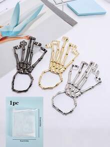 Skeleton Hand Bracelet With Finger Ring Flexible Joints Metal Steampunk Finger Wristband Adjustable Skeleton Hand Jewelry For Men Women Cosplay Daily Outfits Holidays Costume Parties & Gothic Events Christmas Halloween Costume Accessories - Multicolor - View 8