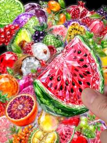 50pcs Shiny Gem Tropical Fruit Sticker Pack, Crystal Cut Assorted Summer Fruit Vinyl Stickers, Suitable For Notebooks, Luggage, School Diaries, Scrapbooks, Back To School Season - Multicolor - View 2