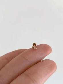 EleRunis 1pc 925 Sterling Silver Tiny Zirconia Push-Back Earring 6/8/10mm Flat Back Labret Stud Suitable For Helix, Cartilage, Conch, Ear Rim Threaded Piercing Exquisite Jewelry For Daily Wear/Party - Gold - View 3
