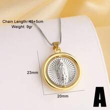 Vintage Spinner Virgin Mary Necklace For Women Copper Gold Plated San Benito Medal Necklaces Amulet Jewelry - Yellow Gold - View 7