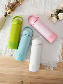 1pc Personalized Customization Name & Pattern Stainless Steel Children Water Bottle Leak Proof Kids Cups With Straw Drinking Cup For School Boy Girl - Customize the Bottom Of the Cup With a Design and Your Name. - View 4