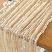 1pc Champagne Chiffon Table Cloth, Bohemian Sheer Tablecloth, Transparent Tulle Table Runner, Suitable For Wedding Bride Birthday Party Dining Table Decor - Champagne - View 8