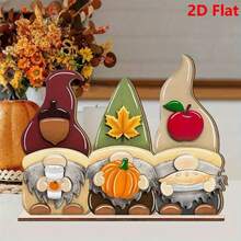 1pc 2D Flat Printed Rustic Autumn Wooden Tabletop Decor - Harvest Sign With Pumpkin, Turkey, Wheat And Autumn Leaves, Suitable For Farmhouse Thanksgiving, Kitchen Or Party Decoration, Autumn Tabletop Decor | Rustic Farmhouse Style | Decorative Ornament - A - View 1