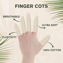 20PCS Premium Cotton Comfort Cushion Finger Toe Thumb Cot Sleeves Protect Fingertips Hand Eczema Skin Cracking Calluses Wicks Moisture Jewelry Clean Smudges Long Length - 1 Pack Long - View 2