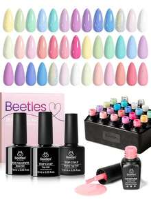 Beetles 凝膠指甲油套組，果凍凝膠指甲油套組含底層油與頂層油，可浸泡卸除美甲系列，適合 DIY 美甲 - 彩色 - 查看 15