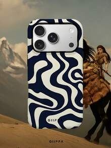GIIPPA 1pc Deep Navy Blue Asymmetric Wave Pattern Design, Phone 17 Pro Max Phone Case, Compatible With Phone 16 Pro Max, 15 Pro Max, 14 Pro Max, Korean-Style High-End Fashionable And Fun Phone Case, Compatible With 11/12/13/14/15/16 Pro Max Plus, Elegant Design Suitable For Men And Women, Perfect Gift For Girlfriend On Christmas, Valentine's Day, Easter, Wedding Season And Birthday! - Multicolor - View 7
