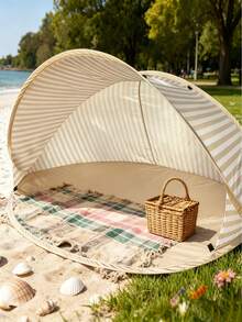 2s Quick-Open 2-Person Beach Tent! No-Assembly Beach Tent, Portable Quick-Open Sunshade, Easy-To-Use Outdoor Canopy Suitable For Beach, Picnic, Park, Camping, Family Leisure - Multicolor - View 2