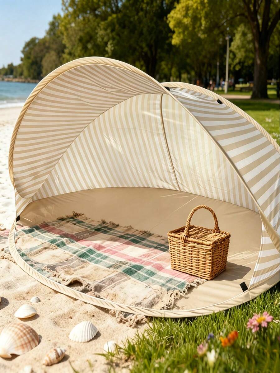 2s Quick-Open 2-Person Beach Tent! No-Assembly Beach Tent, Portable Quick-Open Sunshade, Easy-To-Use Outdoor Canopy Suitable For Beach, Picnic, Park, Camping, Family Leisure