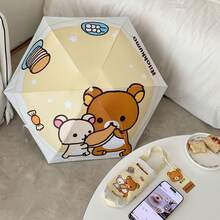 San-X Rilakkuma Authentic Cartoon Relaxed Bear Mini 5-Fold Umbrella, Cute 3D Bear Doll Sun Protection Parasol - Multicolor - View 6