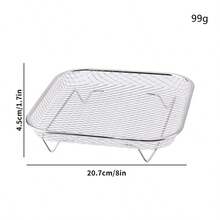 304 Stainless Steel Air Fryer Rack Multi-Layer Mesh Baking Tray Stackable, Round, Square, Rectangular Air Fryer Accessories, Oven Cooking Cooling Rack, Outdoor Charcoal Grill Roasting Fries, Chicken Wings And More - View 11